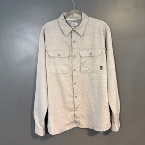 Mountain Hardwear Canyon Long Sleeved Button Down Shirt, Grey, Large UPF